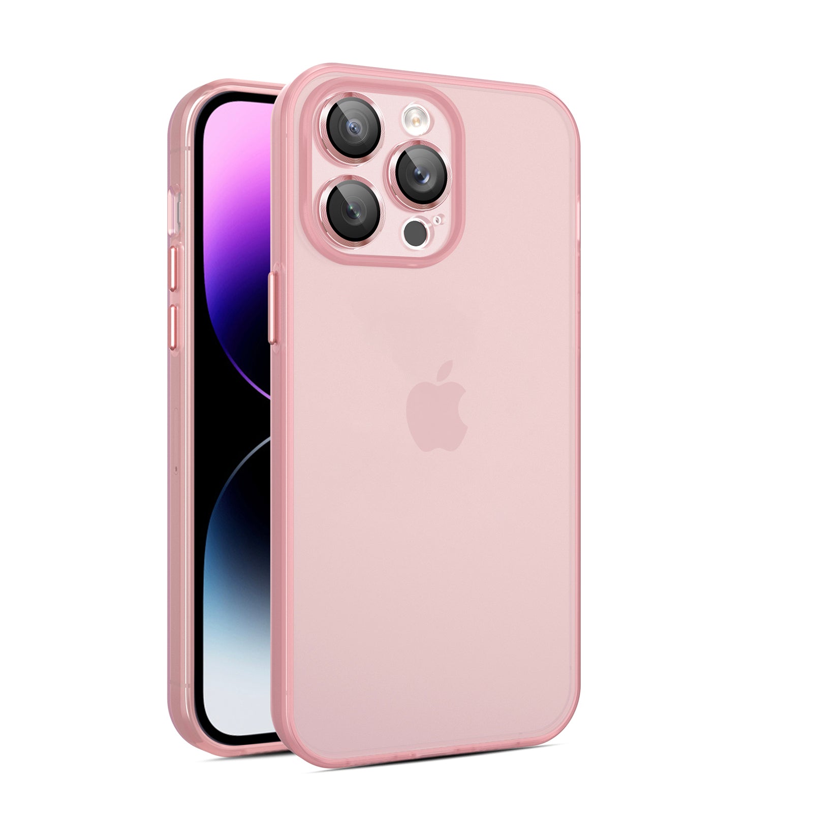 TPU+PC Hybrid Cases for iPhone 15 Pro Skin-touch Shockproof Translucent Frosted Phone Back Cover - Pink TPU+PC Hybrid Cases for iPhone 15 Pro Skin-touch Shockproof Translucent Frosted Phone Back Cover - Pink